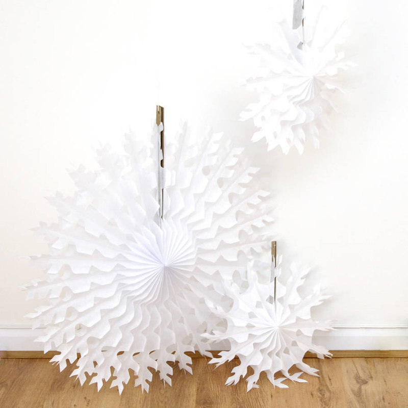 Large Pinwheel Cut Out Hanging White Tissue Paper Fan Snow Flake for Birthday, Bridal Shower, Baby Shower Party Decoration