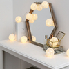 WHITE ROUND LACE FABRIC BALL LED STRING LIGHT, BATTERY OPERATED