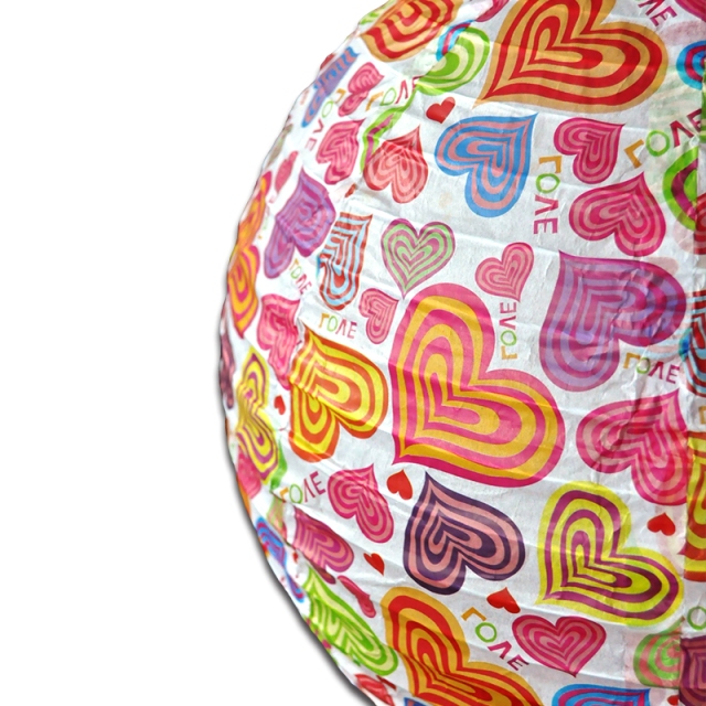 High Quality Chinese Folk Art Handmade Heart Shaped Printed Paper Lantern for All Kinds of Occasion Party Decoration