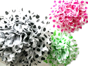 Hot Selling Polka Dots Artificial Paper Flower Wall Decoration, Tissue Paper Pompoms