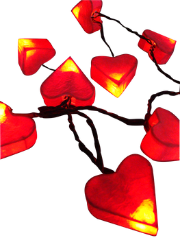 Garland red paper sweet heart shape LED battery string lights for party & event deco.