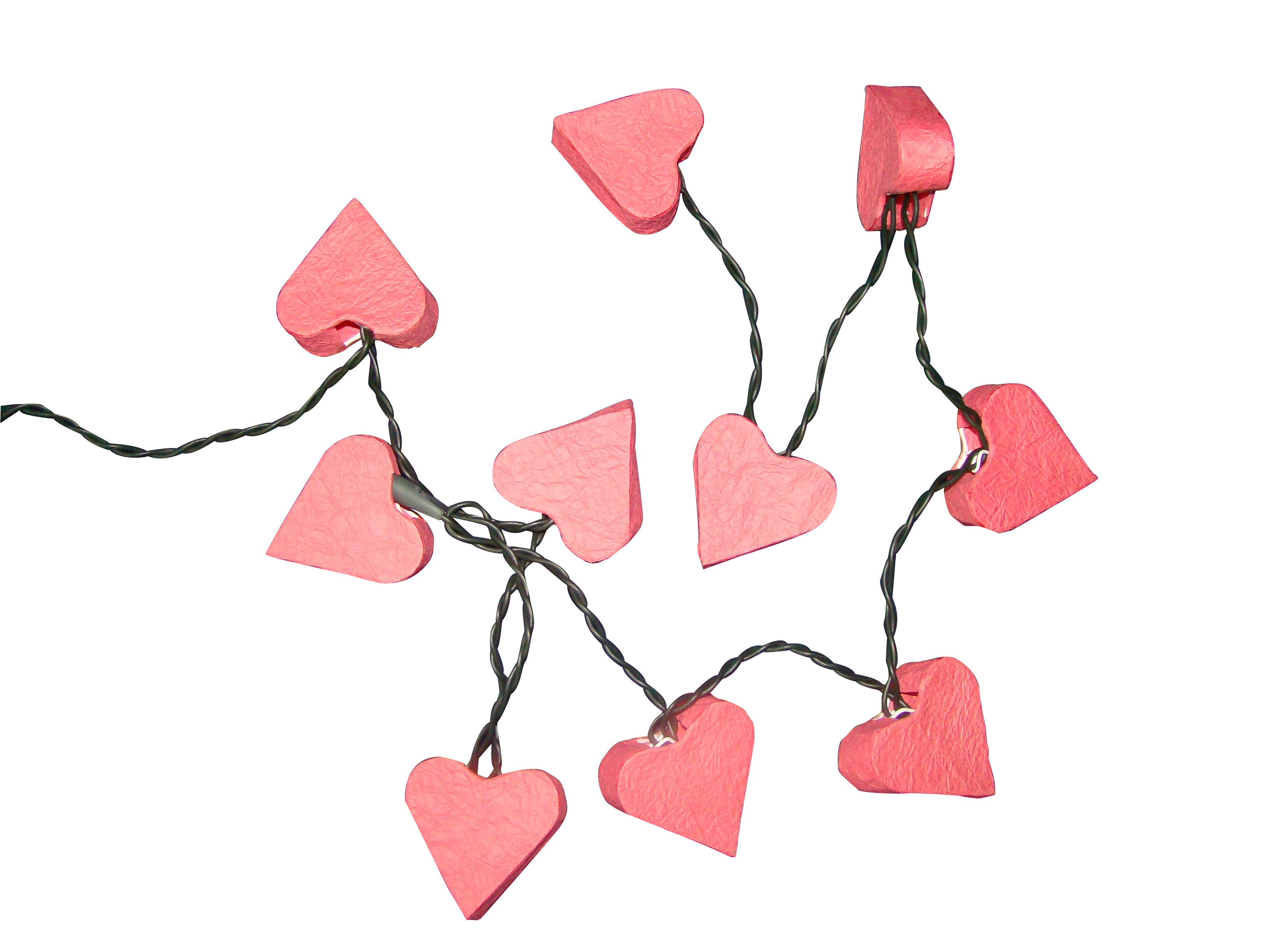 Garland red paper sweet heart shape LED battery string lights for party & event deco.