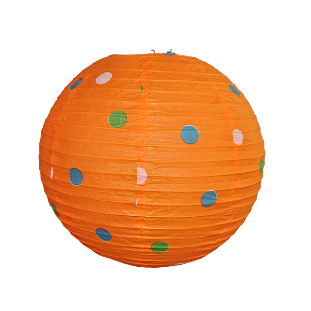 Party Decoration Orange Dot Printing Round Chinese Paper Lanterns