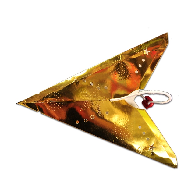 7 Arms Pin Holes and Mini Star Cut Out Design Shining Gold Star Paper Lantern for Hanging Decoration