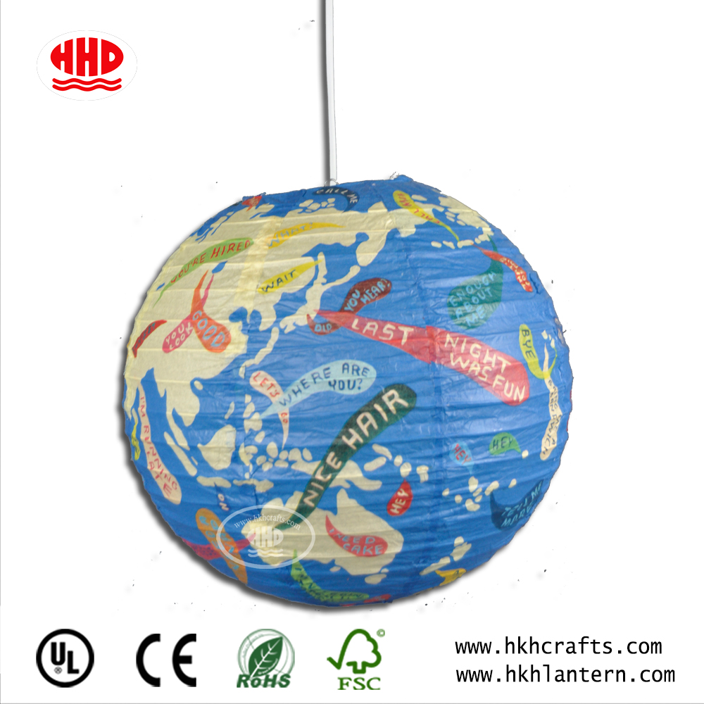 europe fashion style home decoration printed ceiling hanging round paper Lantern
