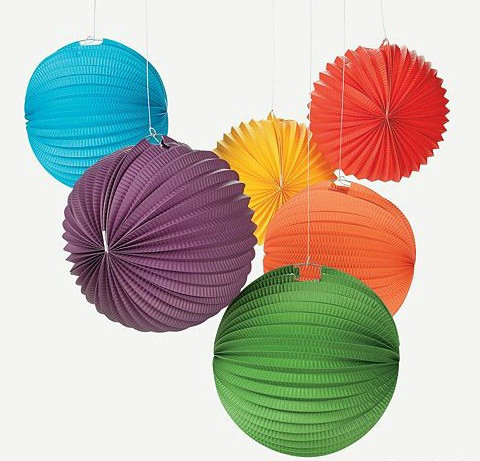 8" Hot Sale Paper Ornaments Watermelon Accordion Paper Lantern in Assort Color