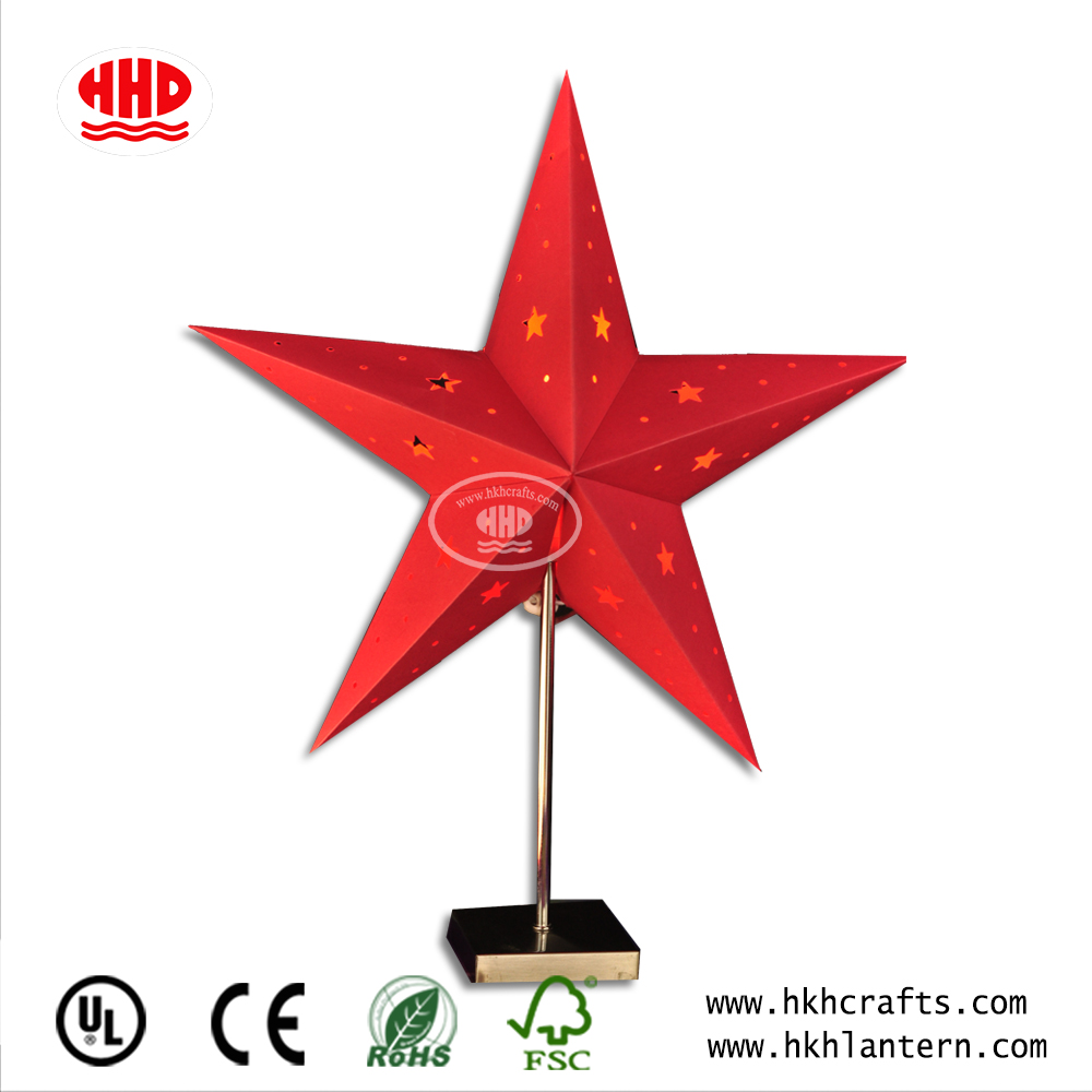 Fashion Hot Sale Paper Five Point Star Desk Lantern for Indoor Decoration or Party Decoration