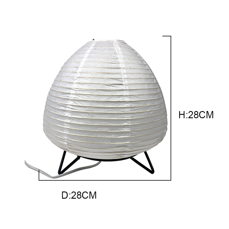 White Egg Handmade Metal Base Supporting Paper Fold Shade Table Lamp 